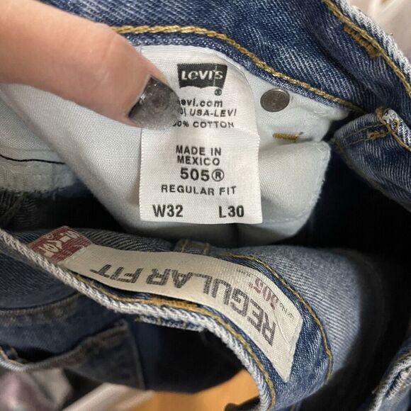 LEVIS 505 medium blue regular fit straight leg denim jeans size 32x 30 - Picture 5 of 7